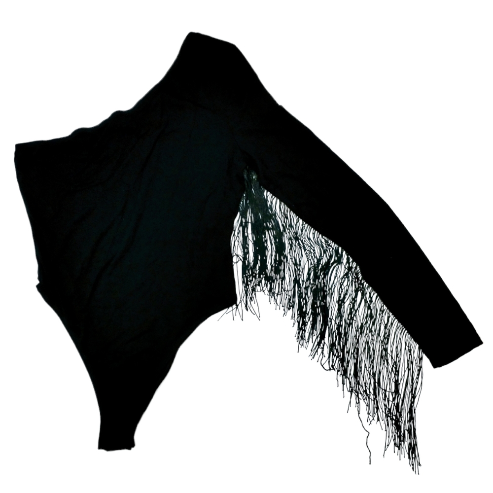 Shein Fringe Trim One Shoulder Bodysuit - Picture 4 of 13